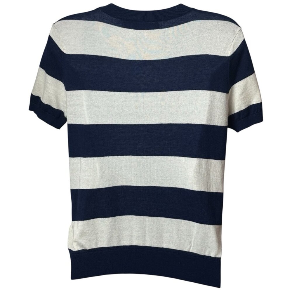 Ralph Lauren Ivory Blue Stripe‎ Short Sleeve Capsule Academia Preppy Soft M - Picture 5 of 10
